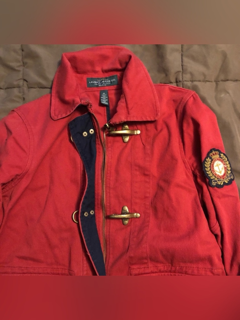 Ralph Lauren Red Field Jacket with Navy Accents - Picture 3 of 5